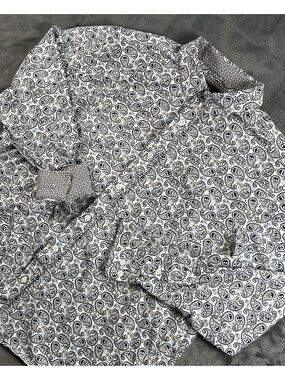 Johnston & Murphy Flex Shirt Men's L Skull Paisley L/S Button Up Stretch